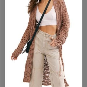 Free People Sweet Talker Long Crochet Cardigan